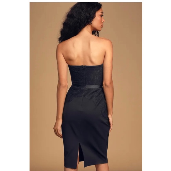 LULUS READY TO WOW BLACK LACE STRAPLESS BODYCON LBD MINI DRESS. SzS - Picture 3 of 12